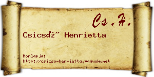 Csicsó Henrietta névjegykártya